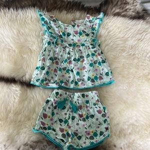 Peek Kids 6-12 Months Turquoise Floral Matching Set